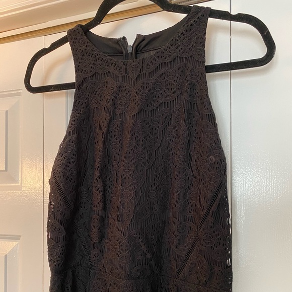 Black Lace Knee Length High Neck Dress - Picture 7 of 9